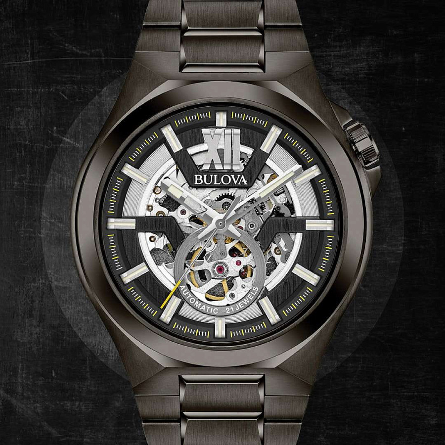 Часы Bulova Maquina 98A179 — нержавеющая сталь с ip-покрытием, мужские