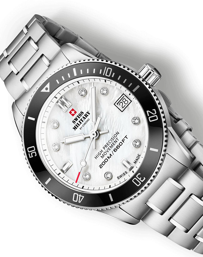 Часы Swiss Military by Chrono Сверхточные SM34089.03 — перламутровый, сталь металл