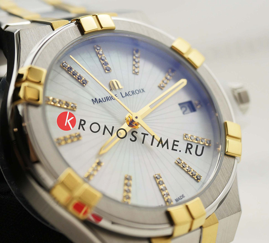 Часы Maurice Lacroix Aikon Quartz AI1106-PVY13-170-1 — женские, сталь c pvd покрытием