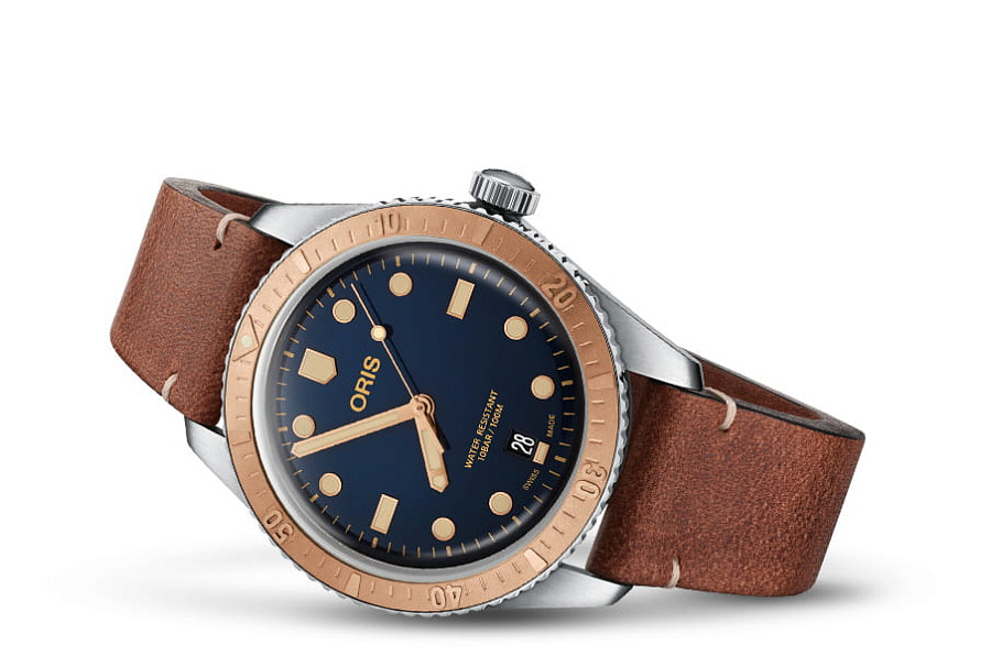 Часы Oris Divers Sixty‑Five 01 733 7707 4355-07 5 20 45 — механические, сталь бронза