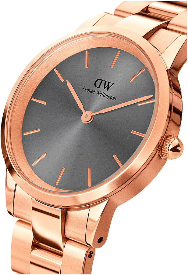 Часы Daniel Wellington Iconic Link Grey Rose Gold DW00100336 — нержавеющая сталь с pvd-покрытием, женские