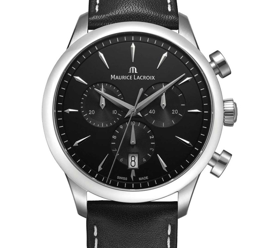 Часы Maurice Lacroix 1975 Quartz Chronograph 40mm 751038-SS001-330-2 — черный, металл сталь