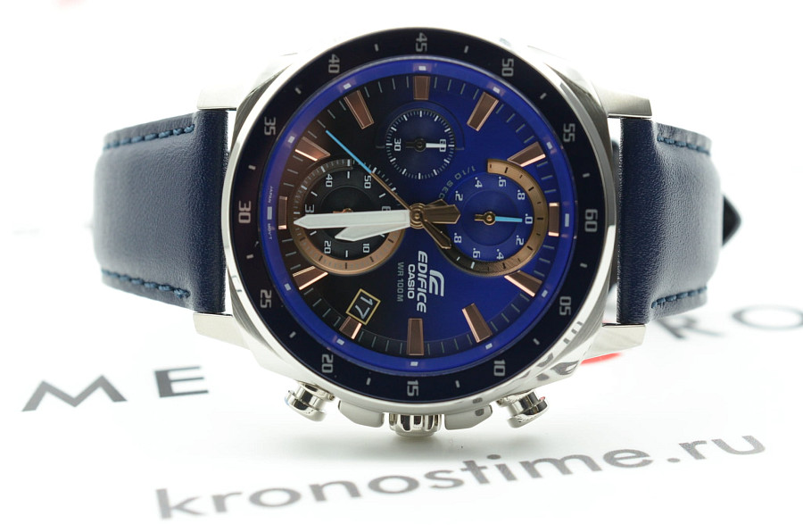 Часы Casio Edifice EFV-600L-2A — синий, металл сталь