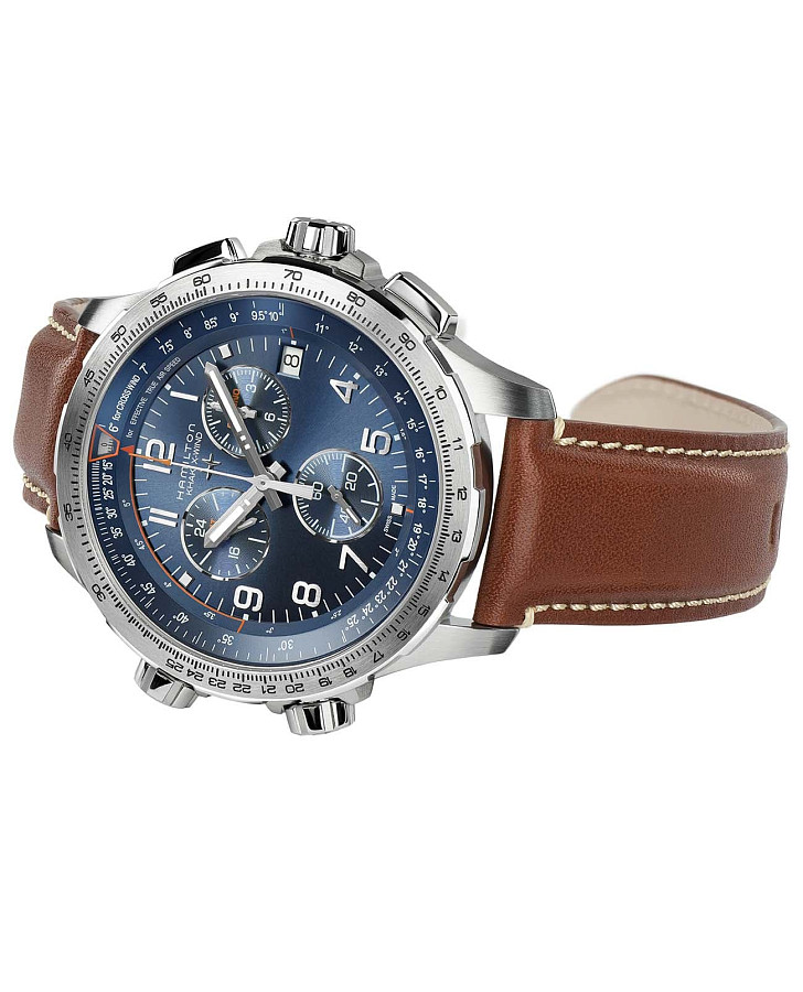 Часы Hamilton Khaki X-Wind GMT Chrono Quartz H77922541 — мужские, коричневый