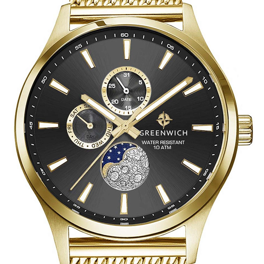 Часы Greenwich Moon Walker GW 058.29.31 — кварцевые, металл сталь