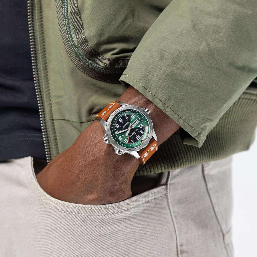 Часы Hamilton Khaki Aviation X-Wind Day Date Auto 45mm H77735560 — зеленый, механические