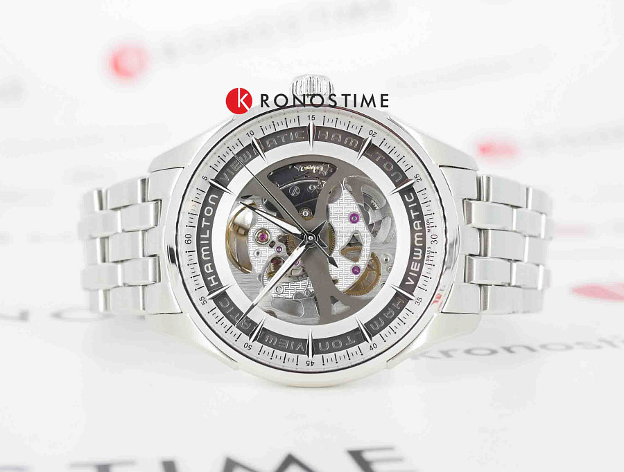 Часы Hamilton Jazzmaster Viewmatic Skeleton Gent Auto H42555151 — механические, сталь металл