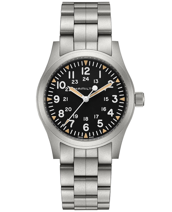 Часы Hamilton Khaki Field Mechanical 42mm H69529133 — мужские, черный