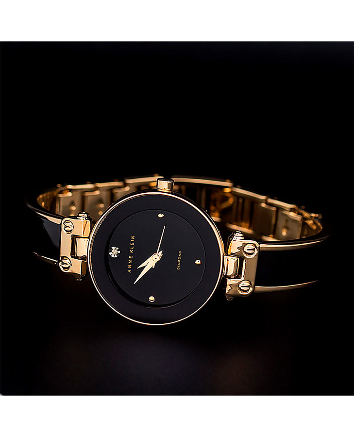 Часы Anne Klein Diamond 1980BKGB — кварцевые, сталь металл