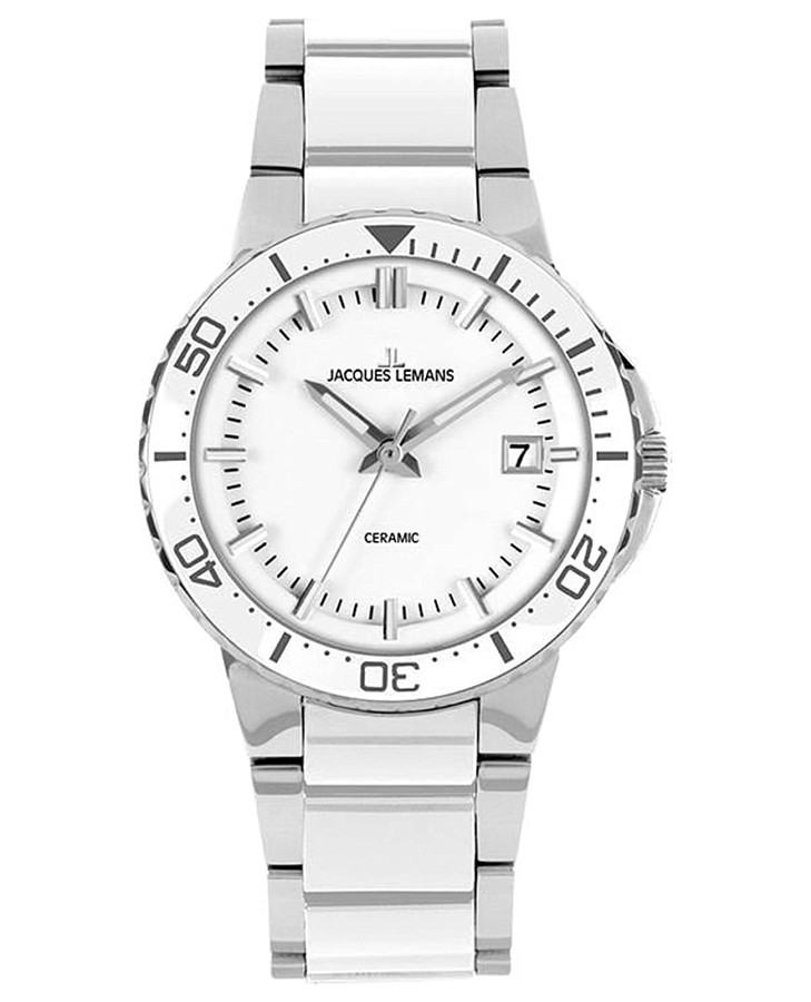 Часы Jacques Lemans High Tech Ceramic 1-2165B — женские, белый