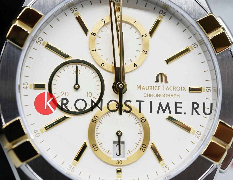 Часы Maurice Lacroix Aikon Quartz Chronograph AI1118-PVY03-130-1 — мужские, нержавеющая сталь с pvd-покрытием