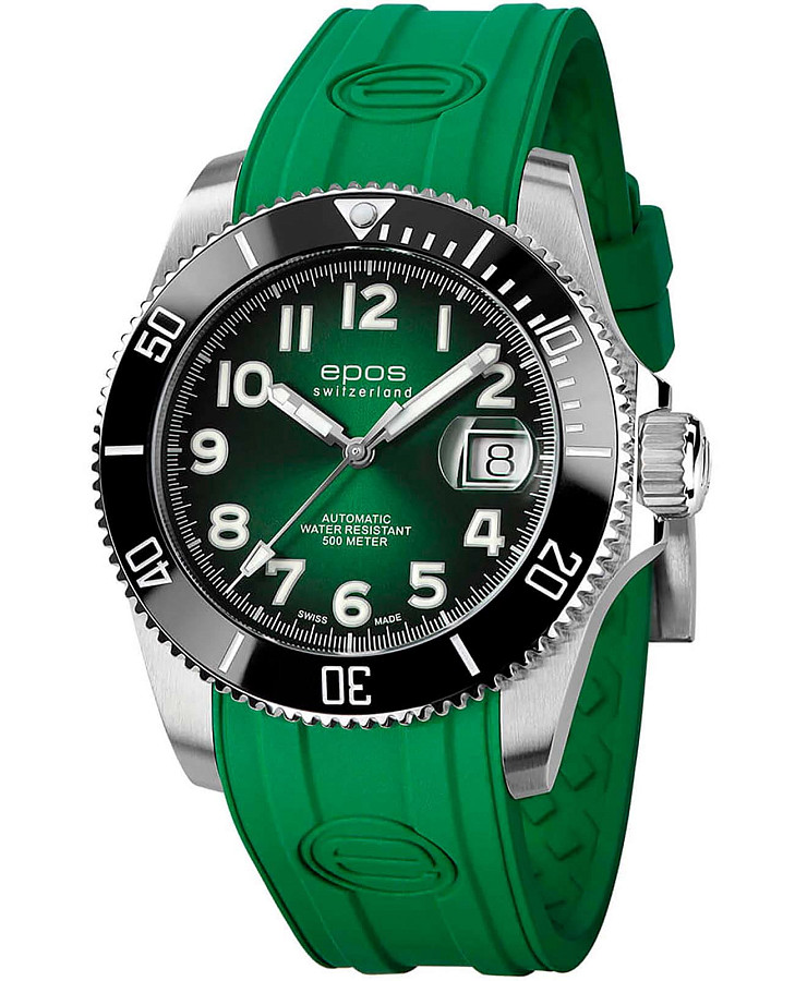 Часы Epos Diver 3504.131.80.33.53 — мужские, зеленый