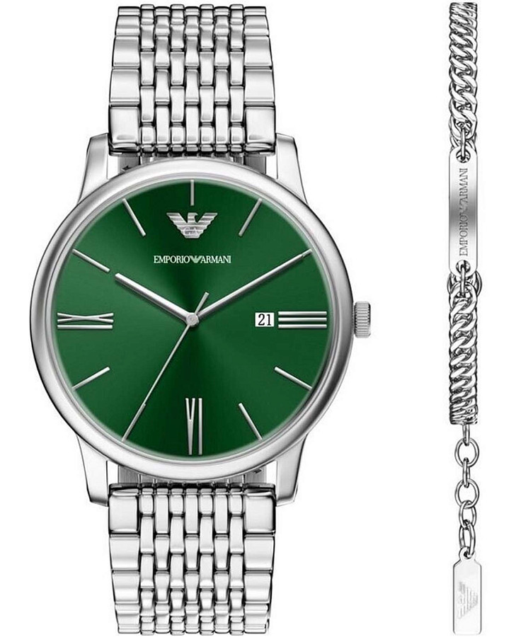 Часы Emporio Armani Minimalist AR80087SET — мужские, зеленый