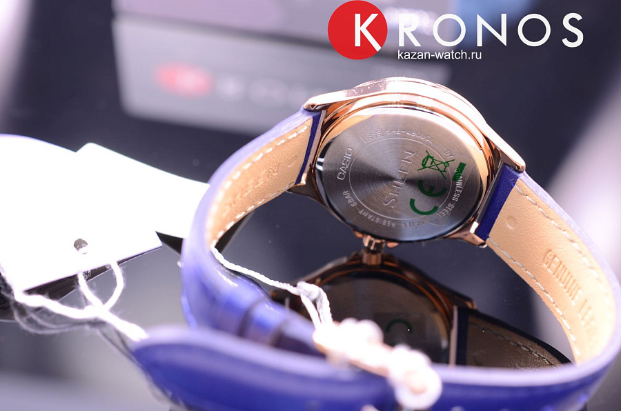 Часы Casio Sheen SHE-4800GL-2A — кожа + текстиль, женские