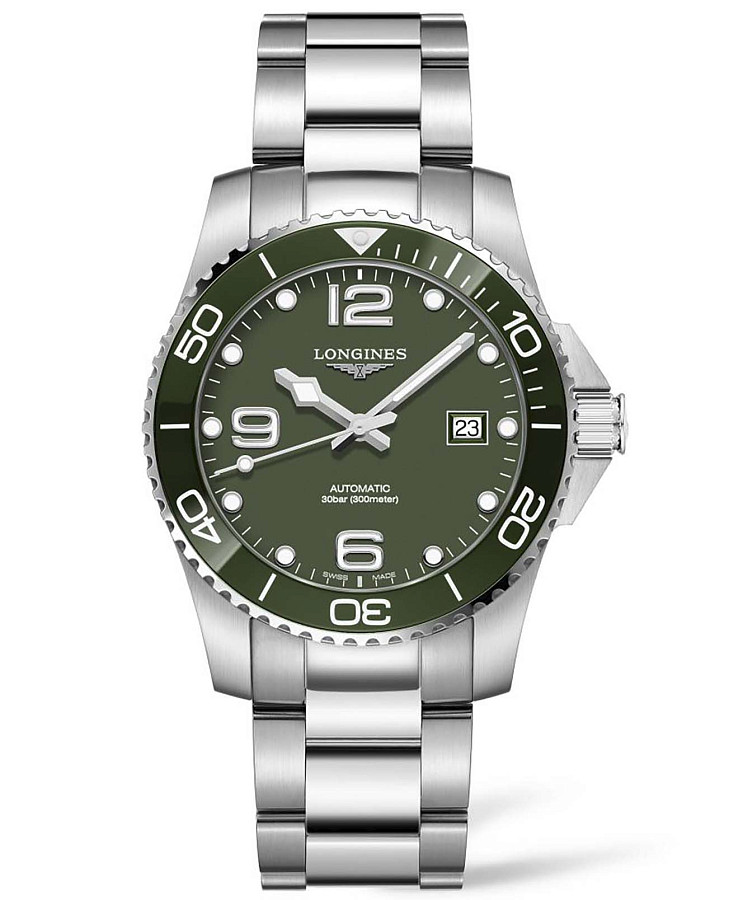 Часы Longines HydroConquest L3.781.4.06.6 — мужские, зеленый