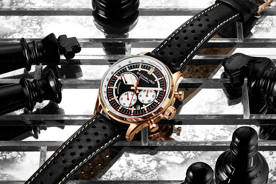 Часы Stuhrling Monaco 934.03 — черный, металл сталь