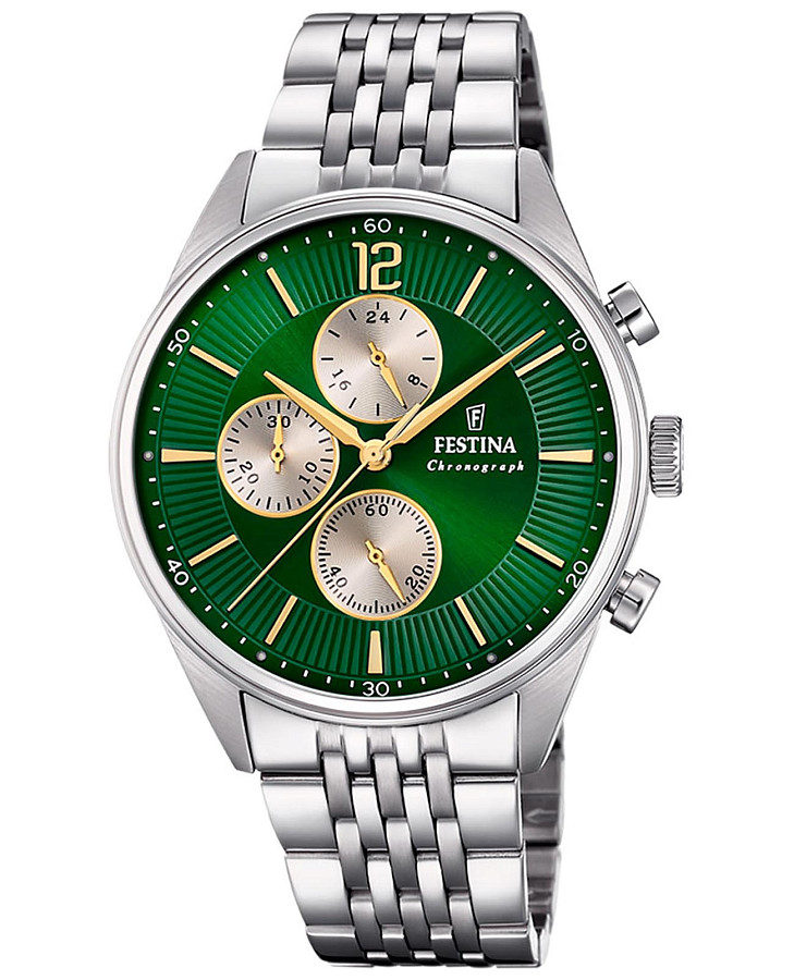 Часы Festina Timeless Chrono F20285/9 — мужские, зеленый