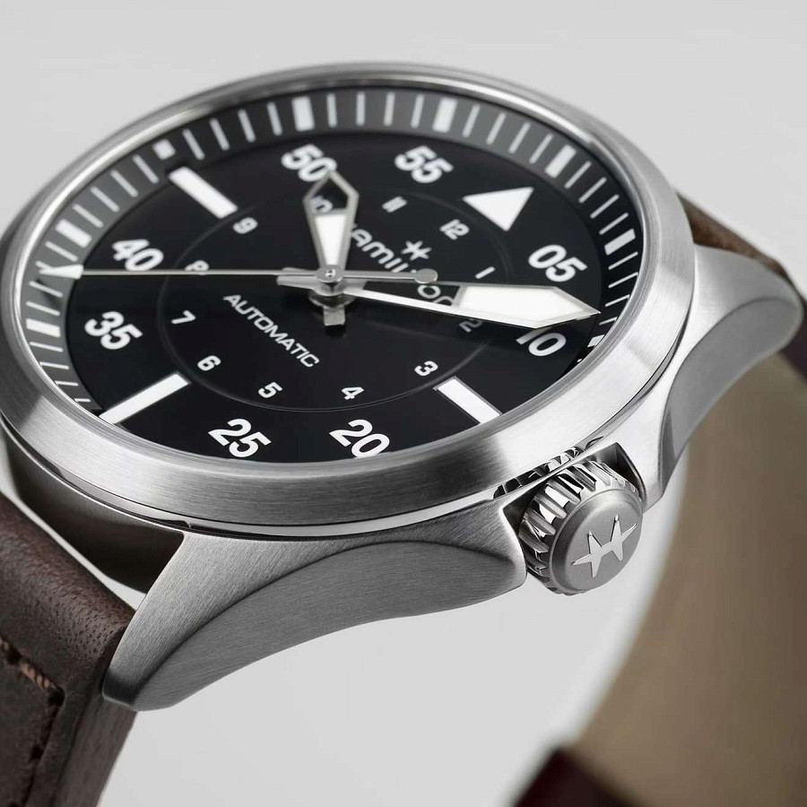 Часы Hamilton Khaki Aviation Pilot Auto H76305530 — мужские, коричневый