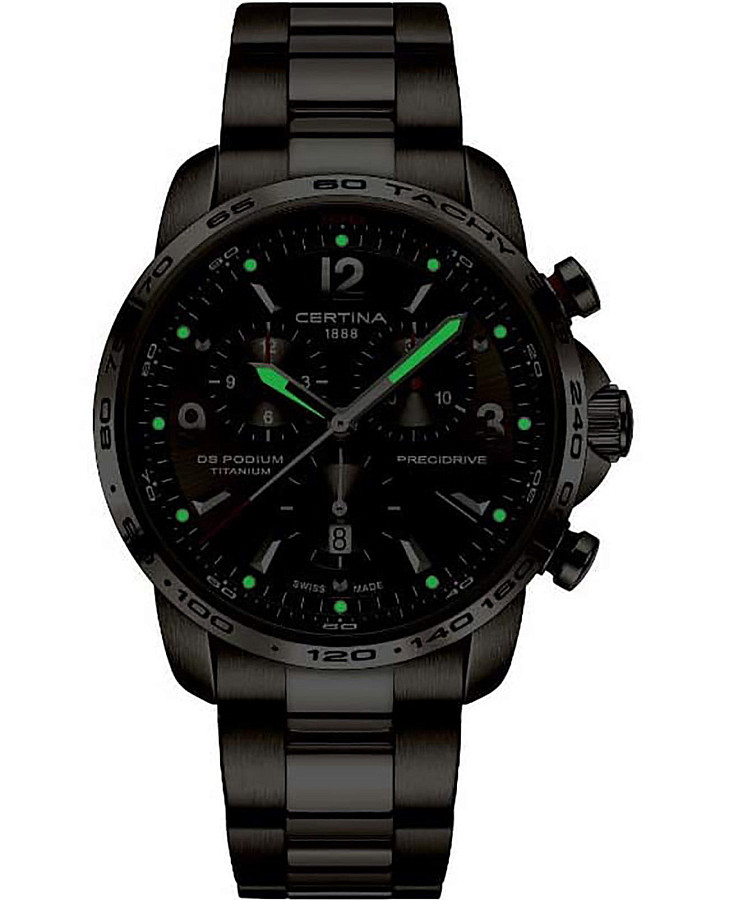 Часы Certina DS Podium Chronograph 1/100 sec C001.647.44.047.00 — синий, титан