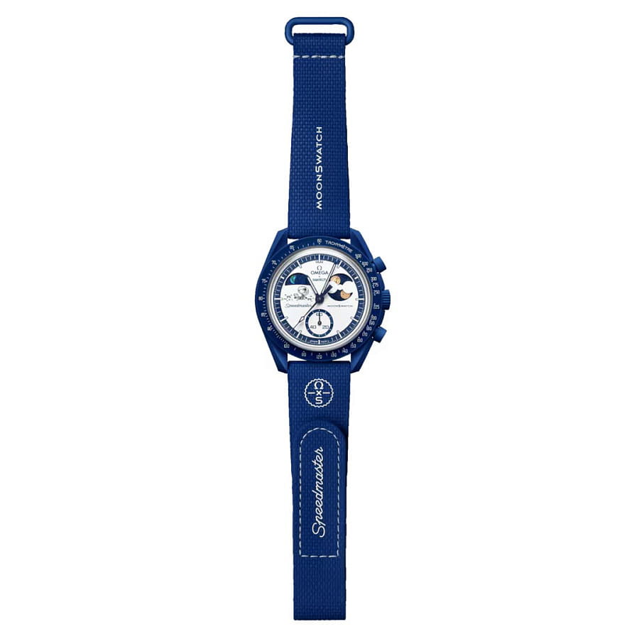 Часы Swatch x Omega Bioceramic Moonswatch Mission to Earthphase - Moonshine Gold SO33N703L — кварцевые, биокерамика