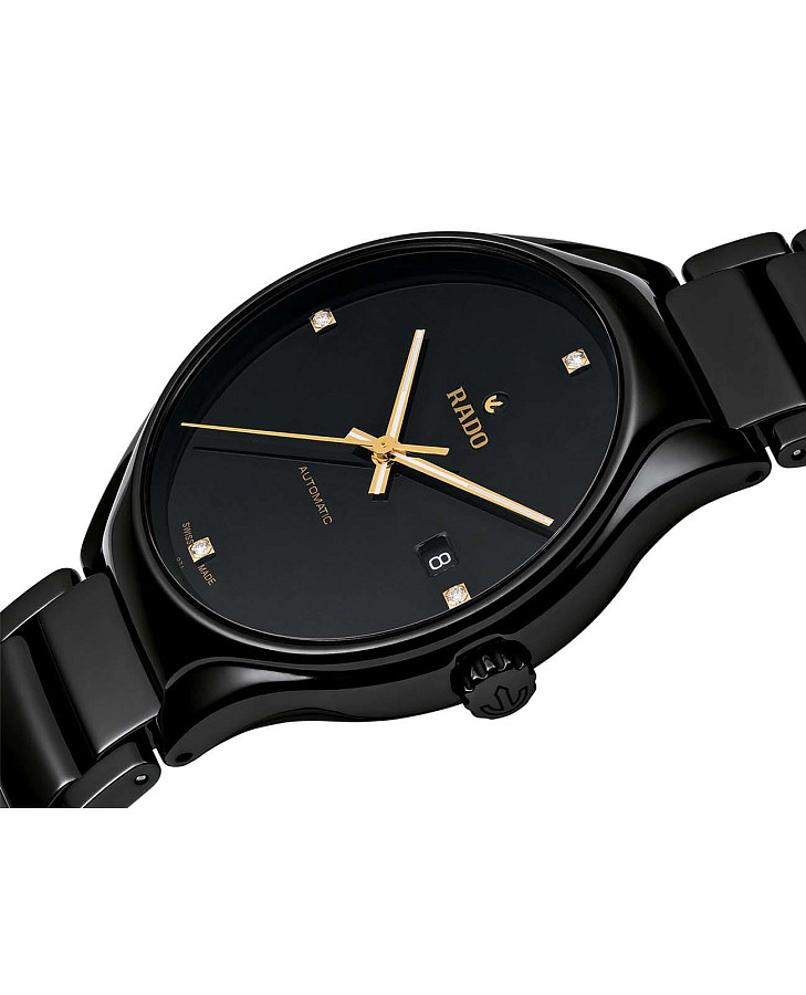 Часы Rado True Automatic Diamonds R27056712 — черный, керамика