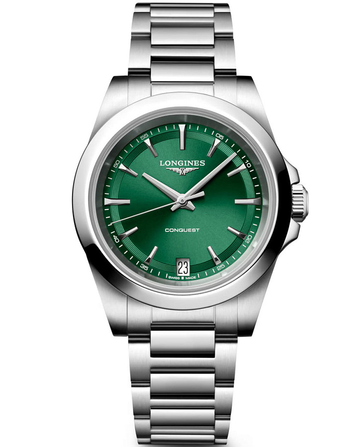 Часы Longines Conquest 34 mm L3.460.4.09.6 — женские, зеленый