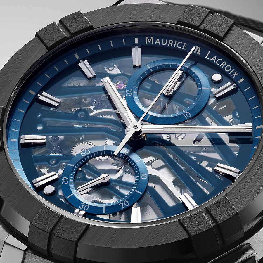 Часы Maurice Lacroix Aikonic Automatic Chronograph Skeleton AC8018-SSL20-030-4 — механические, сталь металл