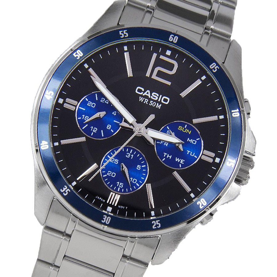 Часы Casio Collection MTP-1374D-2AVDF (MTP-1374D-2A) — черный, сталь металл