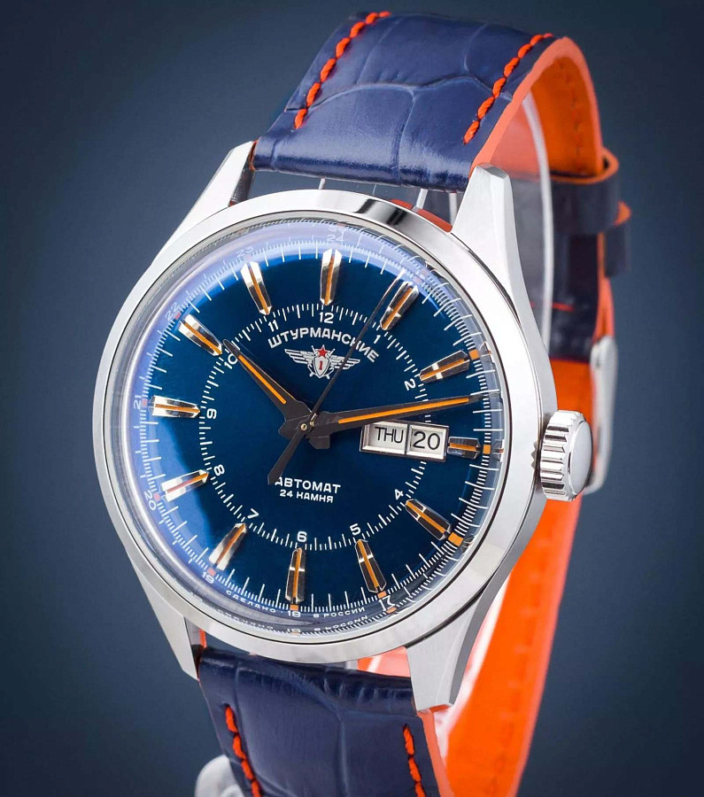 Часы Штурманские Открытый Космос Day-Date Автомат NH36/1891771 — синий, сталь металл