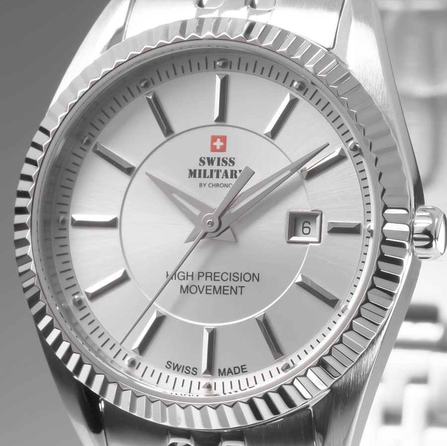 Часы Swiss Military by Chrono SM34066.02 сверхточные — сталь металл, Швейцария