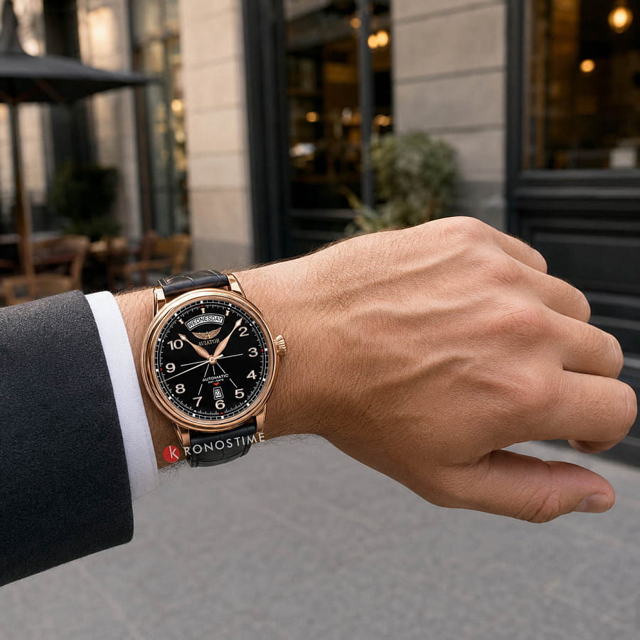 Часы Aviator Douglas Day-Date V.3.44.2.398.4 — кожаный, мужские