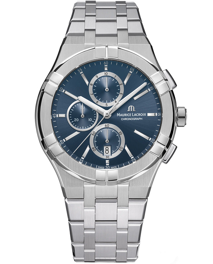 Часы Maurice Lacroix Aikon Quartz Chronograph AI1118-SS002-430-1 — мужские, синий