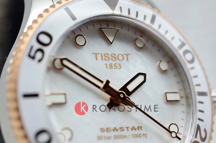 Часы Tissot Seastar 1000 36mm T120.210.22.111.00 — нержавеющая сталь с pvd-покрытием, женские
