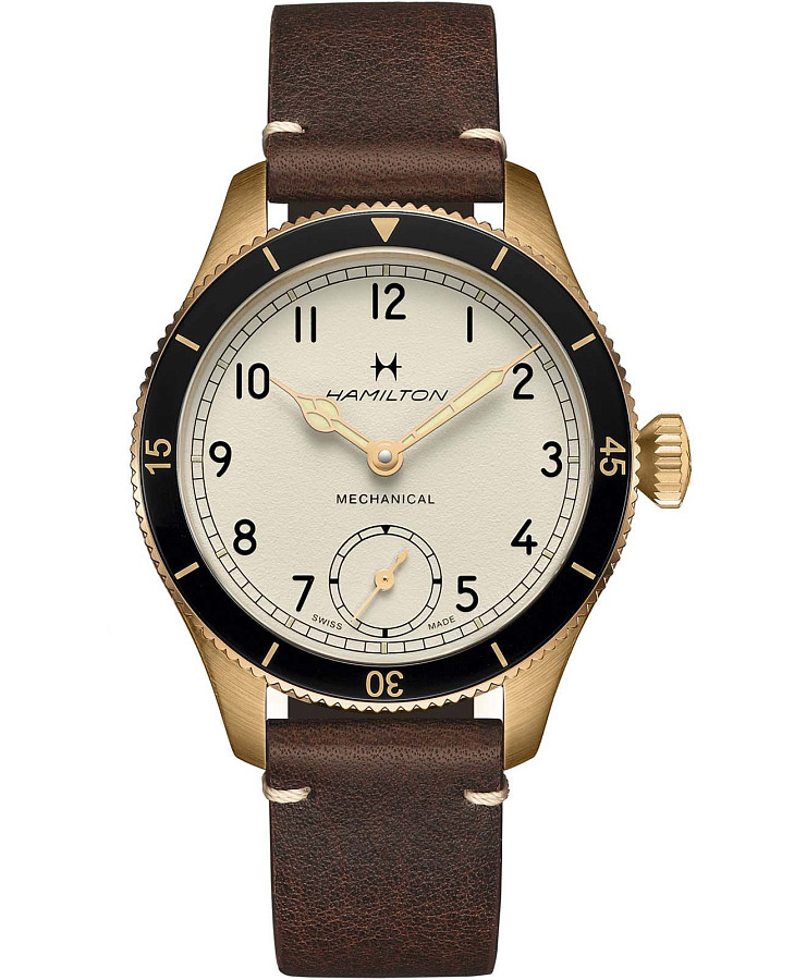 Часы Hamilton Khaki Aviation Pilot Pioneer Mechanical 43mm H76709510 — мужские, бежевый