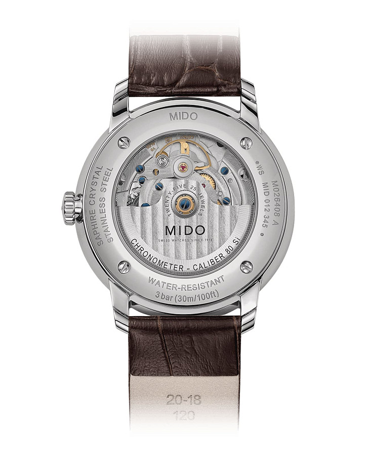 Часы Mido Baroncelli Chronometer Silicon Gent M027.408.16.061.00 — механические, металл сталь