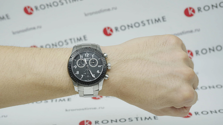 Часы Tissot-V8 Quartz Chronograph T039.417.21.057.00 — черный, сталь