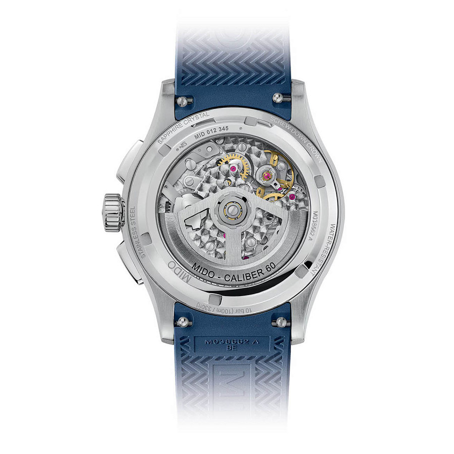 Часы Mido Multifort Skeleton Chronograph M038.662.17.040.00 — механические, металл сталь