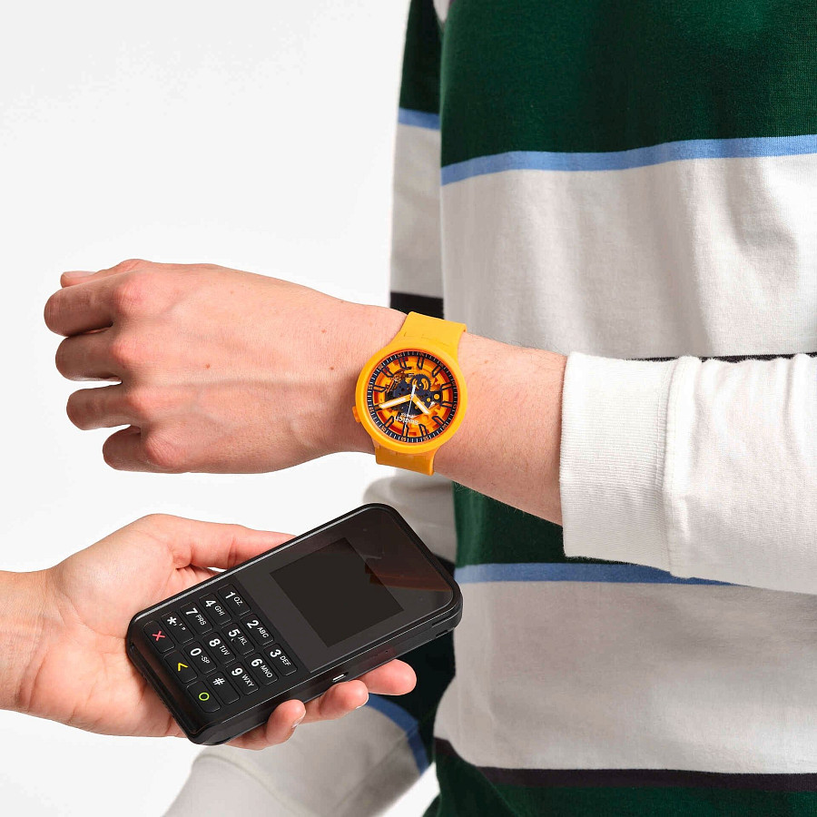 Часы Swatch Big Bold Swatch Pay! SB01O100-5300 — мужские, силикон