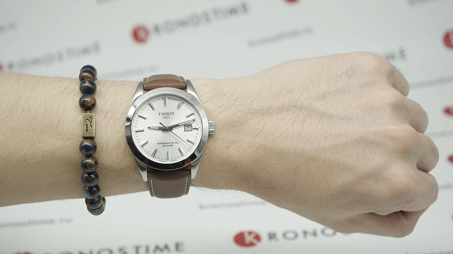 Часы Tissot Gentleman Powermatic 80 Silicium T127.407.16.031.00 — сталь металл, кожаный