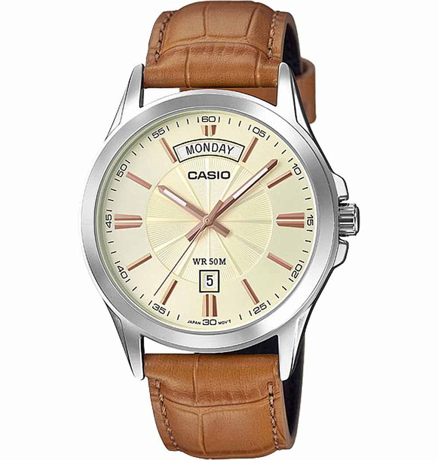 Часы Casio MTP-1381L-9A — мужские, желтый