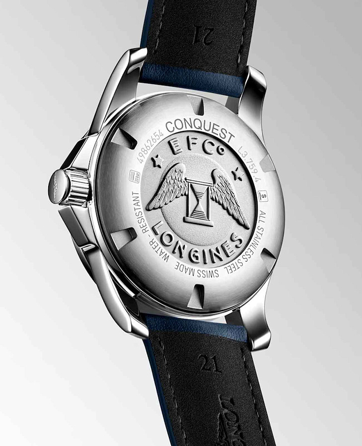 Часы Longines Conquest L3.759.4.96.0 — кварцевые, металл сталь