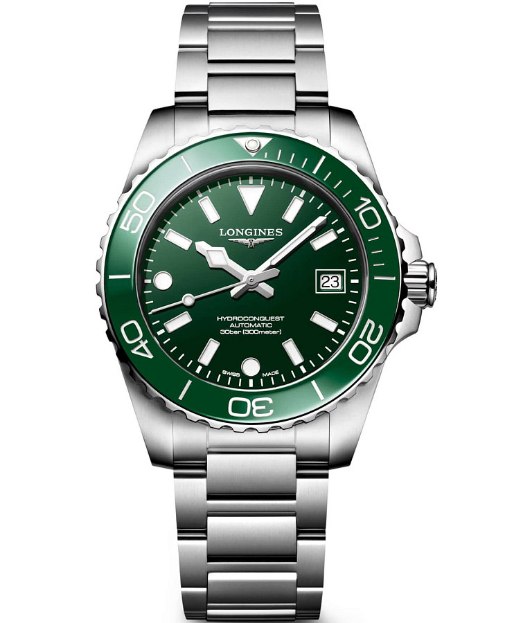 Часы Longines HydroConquest L3.779.4.06.6 — мужские, зеленый