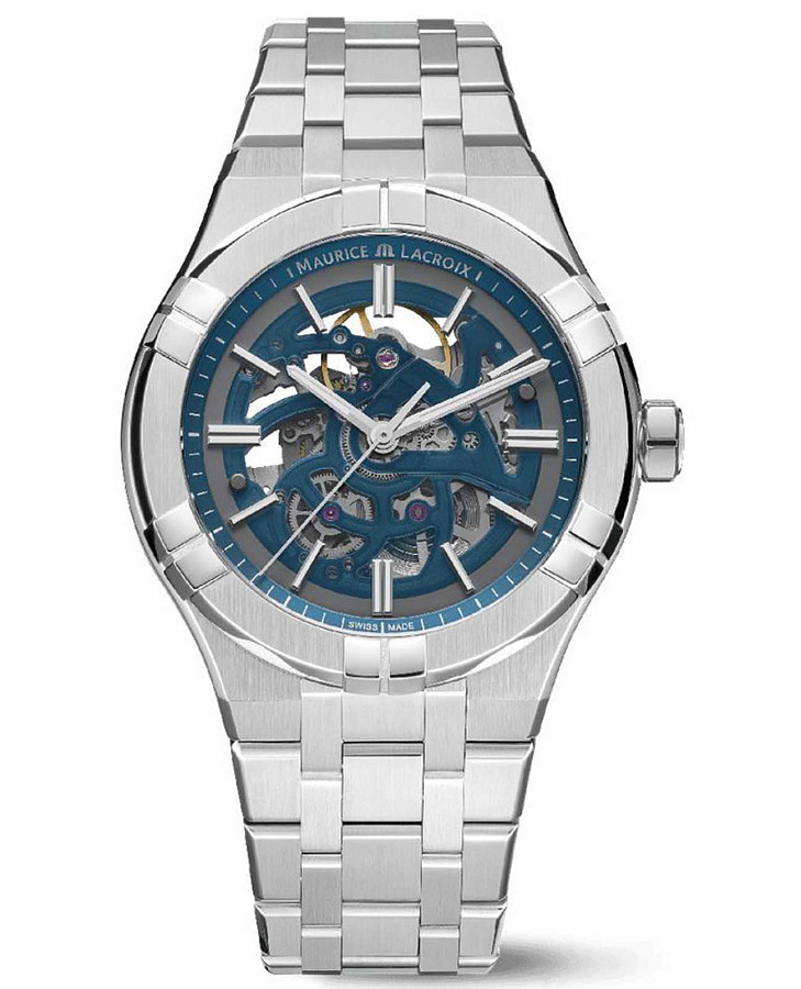 Часы Maurice Lacroix Aikon Automatic Skeleton AI6008-SS002-031-1 — мужские, синий