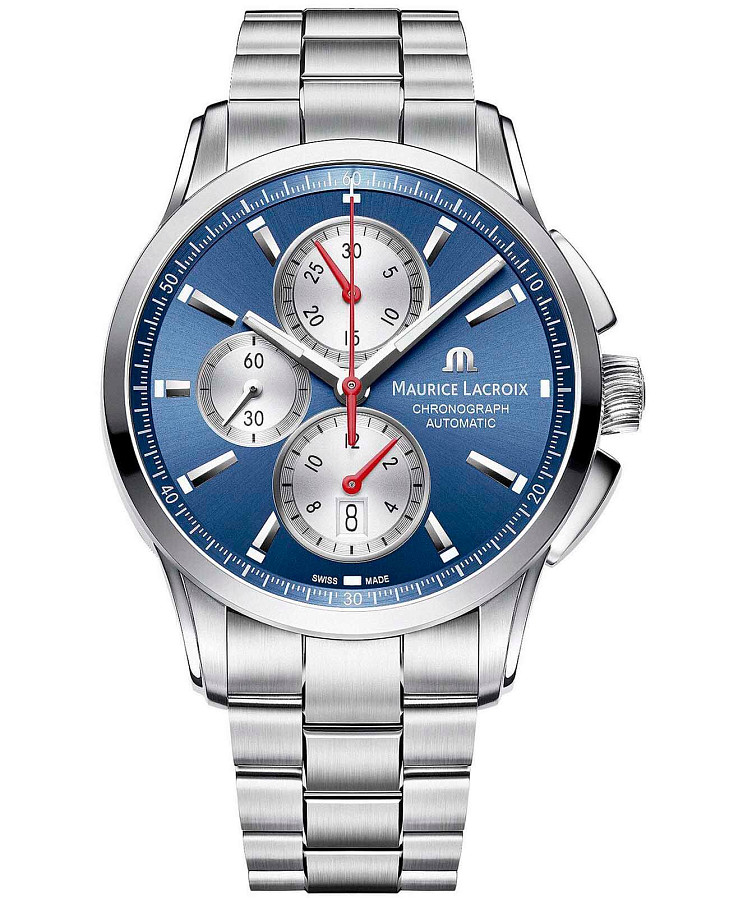 Часы Maurice Lacroix Pontos Chronograph PT6388-SS002-430-1 — мужские, синий