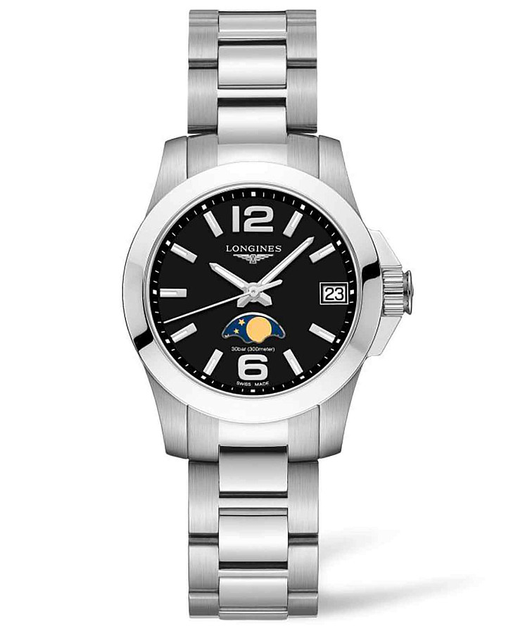 Часы Longines Conquest L3.380.4.58.6 — женские, черный