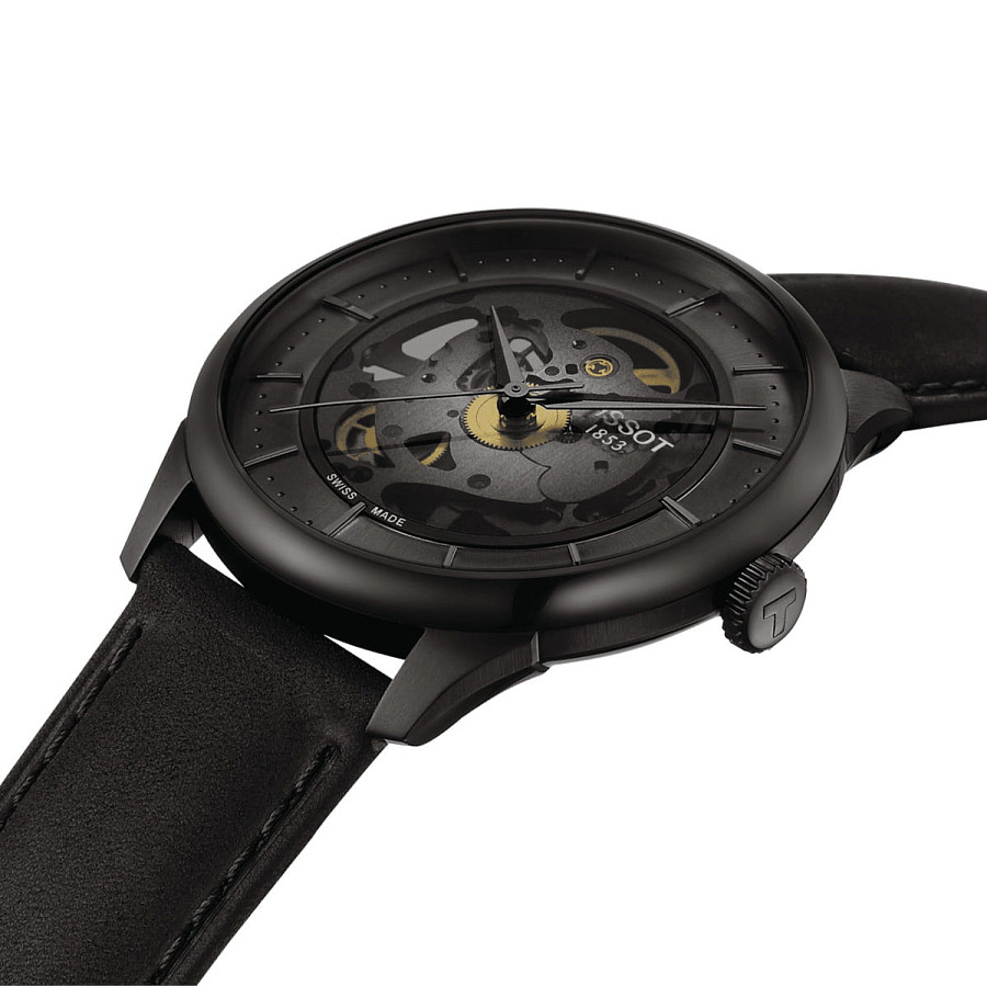 Часы Tissot Chemin des Tourelles Squelette T139.836.36.441.00 — черный, механические