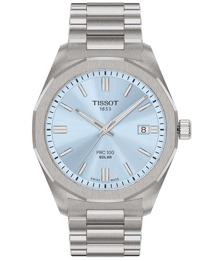 Часы Tissot PRC 100 Solar Quartz 39mm T151.422.11.351.00 — мужские, голубой
