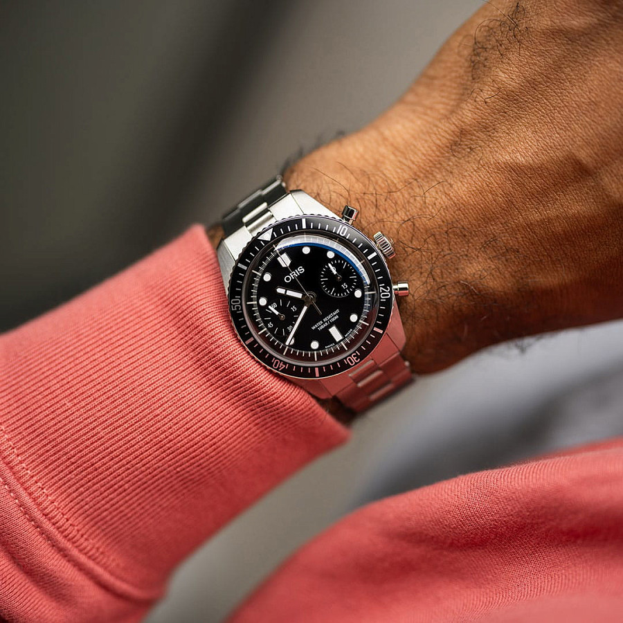Часы Oris Divers Sixty‑Five Chronograph 01 771 7791 4054-07 8 20 18 — нержавеющая сталь, мужские