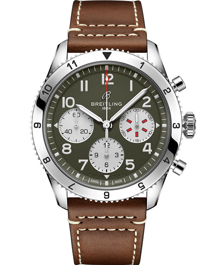 Часы Breitling Classic Avi Chronograph 42 Curtiss Warhawk A233802A1L1X1 — мужские, зеленый