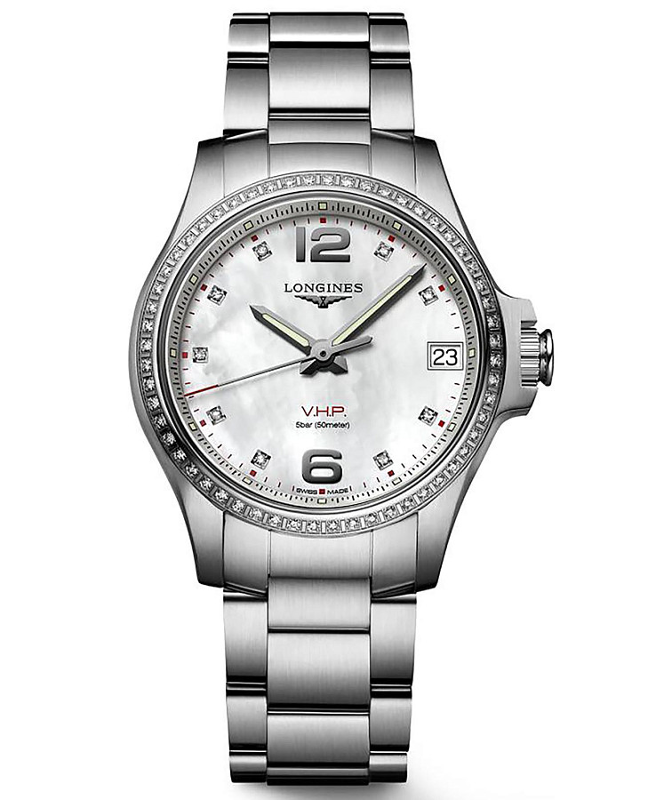 Часы Longines Conquest V.H.P. L3.316.0.87.6 — женские, перламутровый